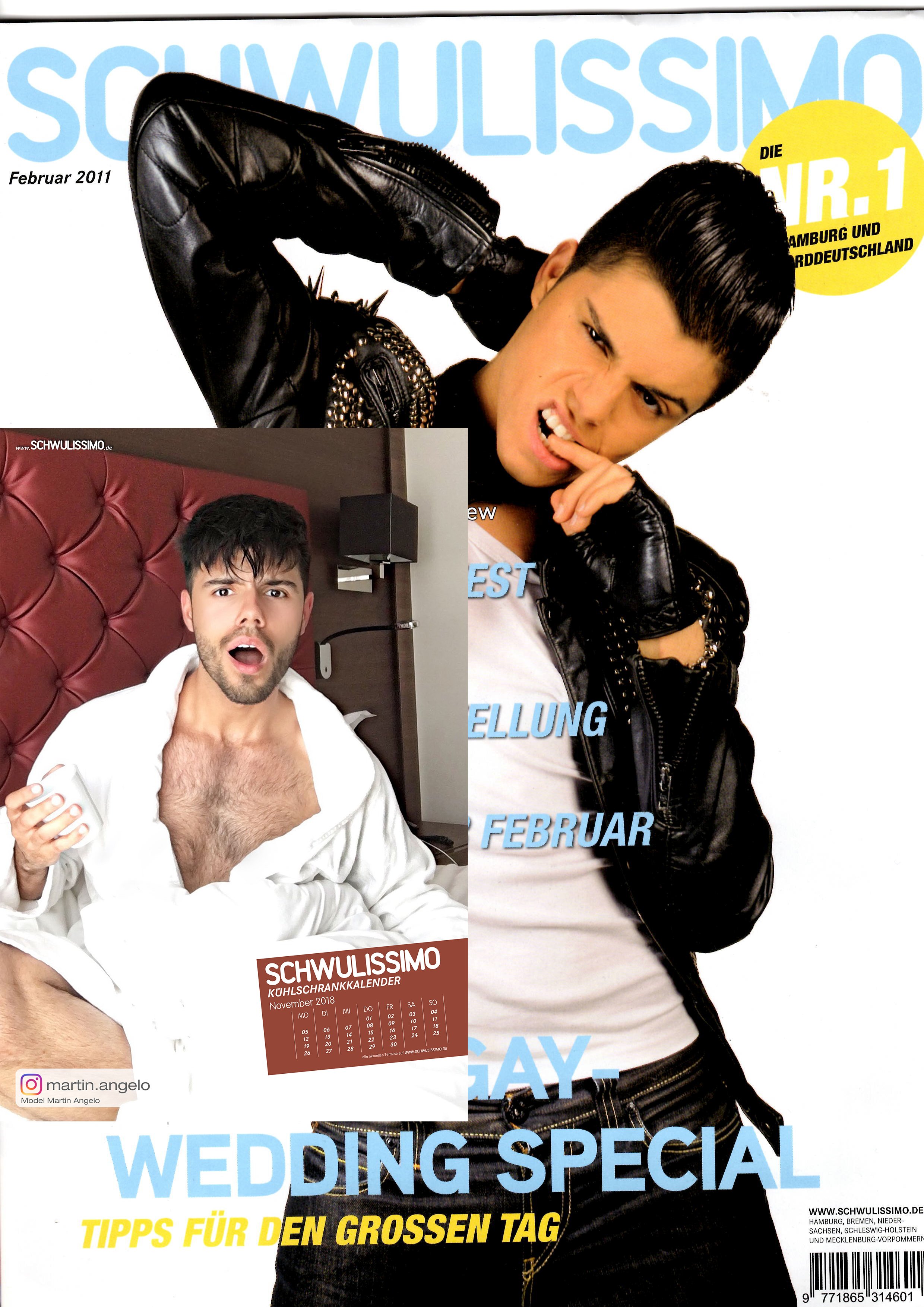 Martin Angelo als SCHWULISSIMO-Cover- und Kalendermodel in einer Archivcollage.