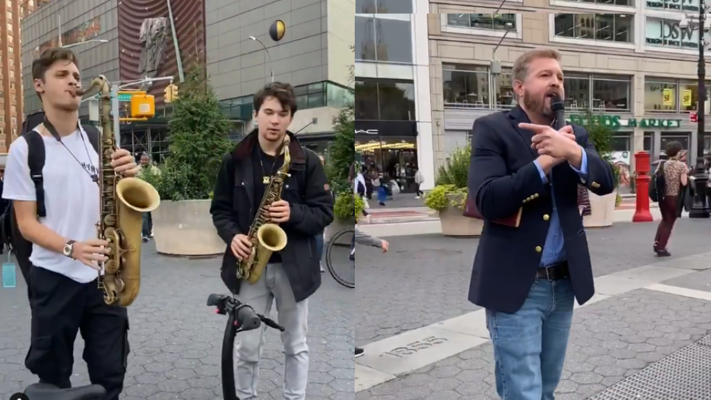 Straßenmusiker übertönen homophoben Prediger