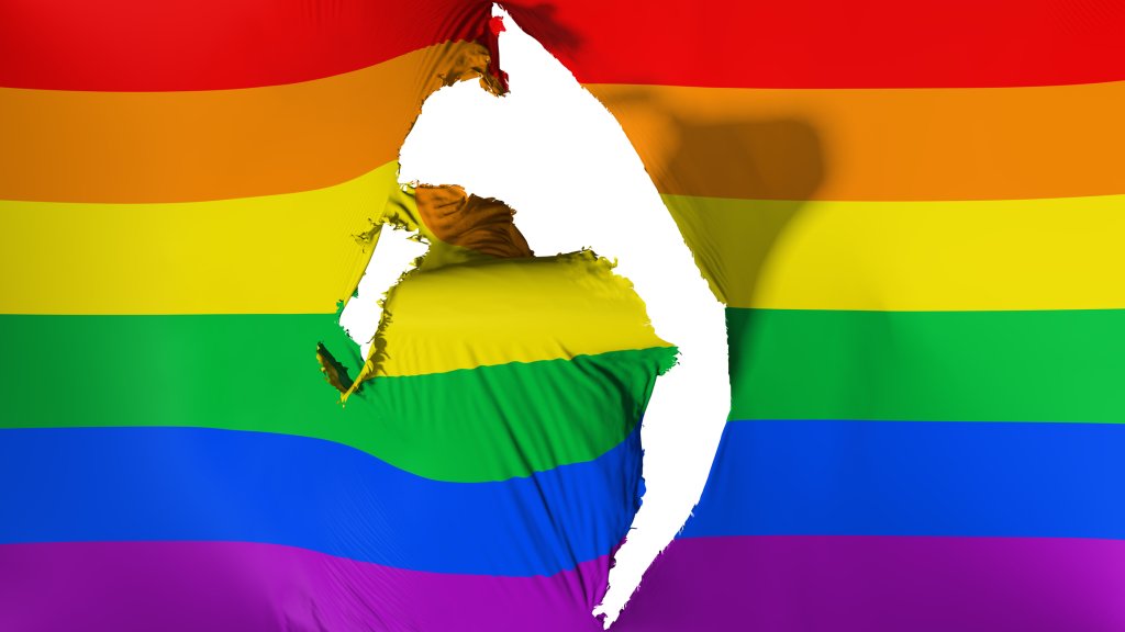 Querdenker zerreißen Regenbogenflagge