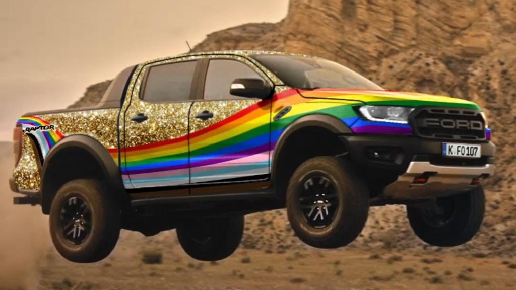 Ford Ranger mit glitzernder Regenbogen-Lackierung