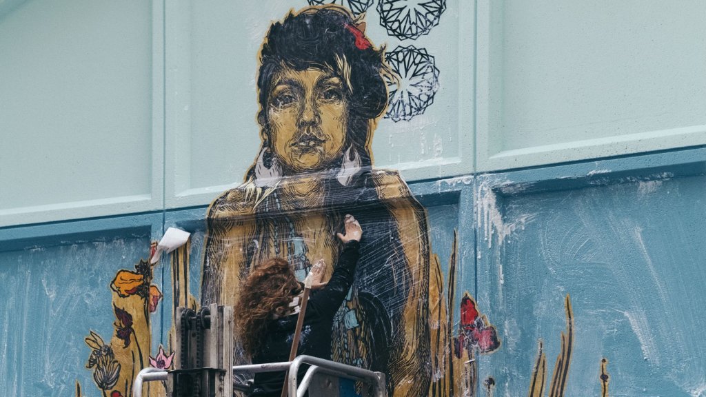 Caledonia Curry, 2016, Detroit (by Swoon) // Photo © Sal Rodriguez