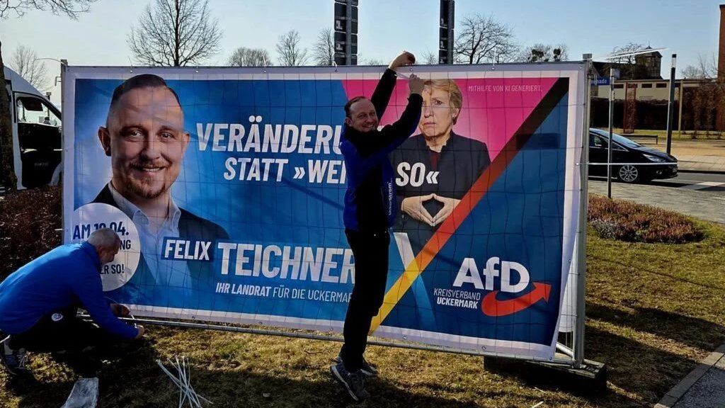 Staatsanwaltschaft prüft rosa Winkel auf AfD-Plakat