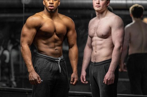 Da kommt man ins Schwitzen: Fitnessmodel Nathaniel Massiah und Kit Conner (rechts)