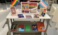 Queerer Büchertisch in einer Bücherei