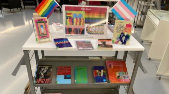 Queerer Büchertisch in einer Bücherei