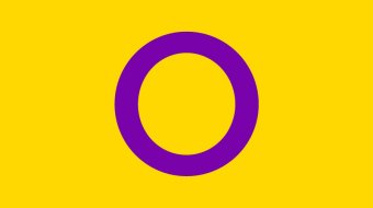 Intersex-Flagge mit violettem Kreis auf gelbem Grund